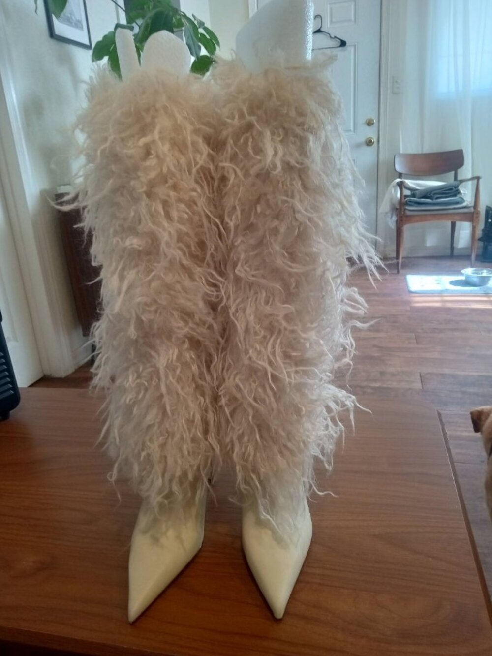 Michael Kors Dawn 90MM Faux-Shearling & Leather Boots Size 6.5M